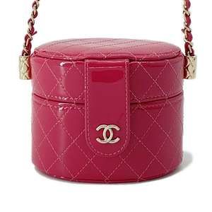 CHANEL Mini Vanity Matelasse Patent Chain Shoulder Bag